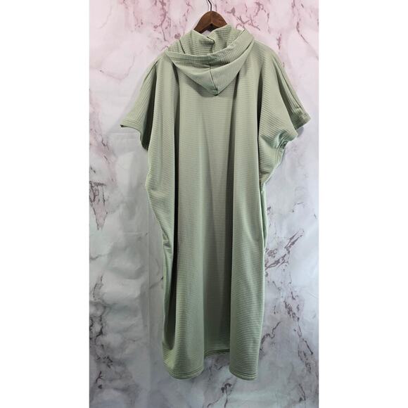 NRS Gown Robe Hooded Changing Poncho Micro Grid Fleece Camp Dress One Size Green - Picture 5 of 12